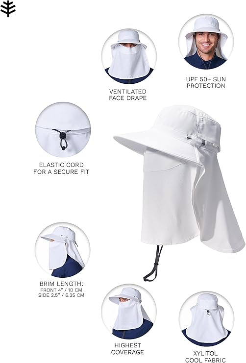 Sun Hat with Neck Drape & Clip-On Face Mask provided by Awesome